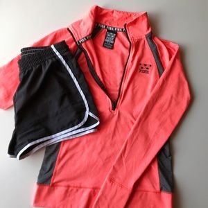 Neon Salmon Half Zip Long Sleeve